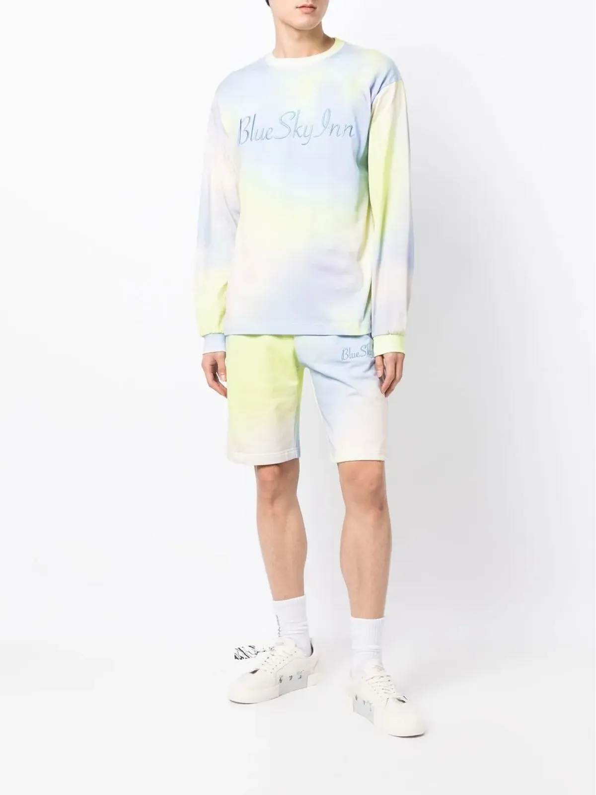 BLUE SKY INN embroidered-logo tie-dye shorts - 画像2