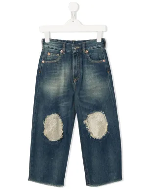 MM6 Maison Margiela Kids パッチディテール ワイドレッグジーンズ - サムネイル1