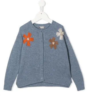 Il Gufo 花柄刺繍カーディガン - ブルー - サムネイル1