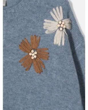 Il Gufo 花柄刺繍カーディガン - ブルー - サムネイル3