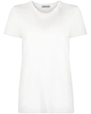 Moncler ロゴパッチ付きリブ編みTシャツ - White - サムネイル1