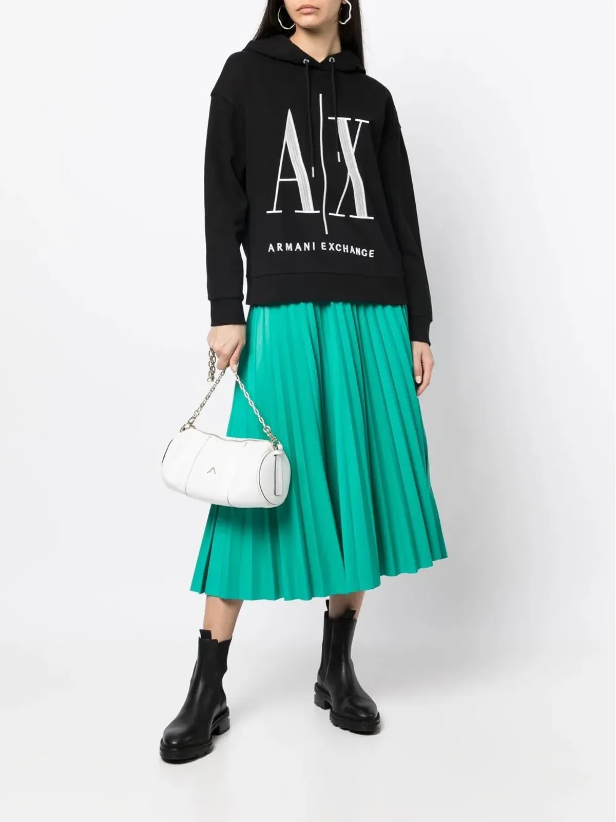 Armani Exchange ロゴ刺繍入りリブトリムのフーディ - 画像2