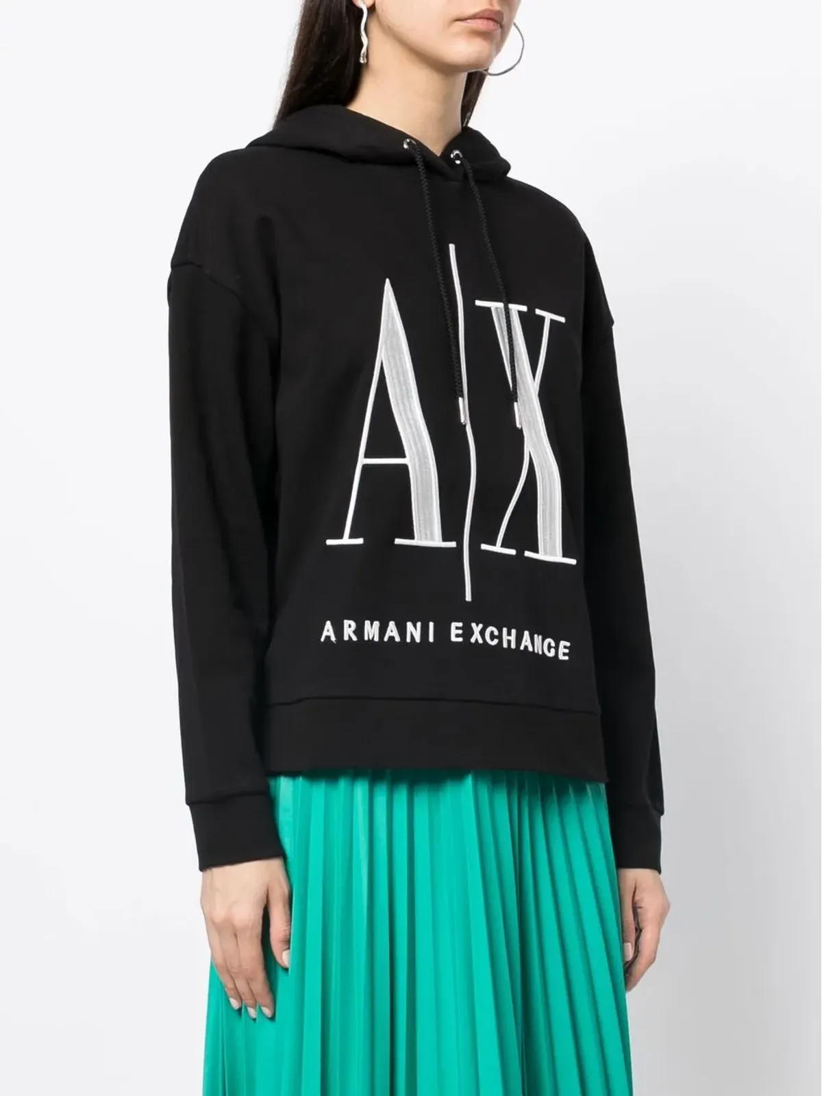 Armani Exchange ロゴ刺繍入りリブトリムのフーディ - 画像3