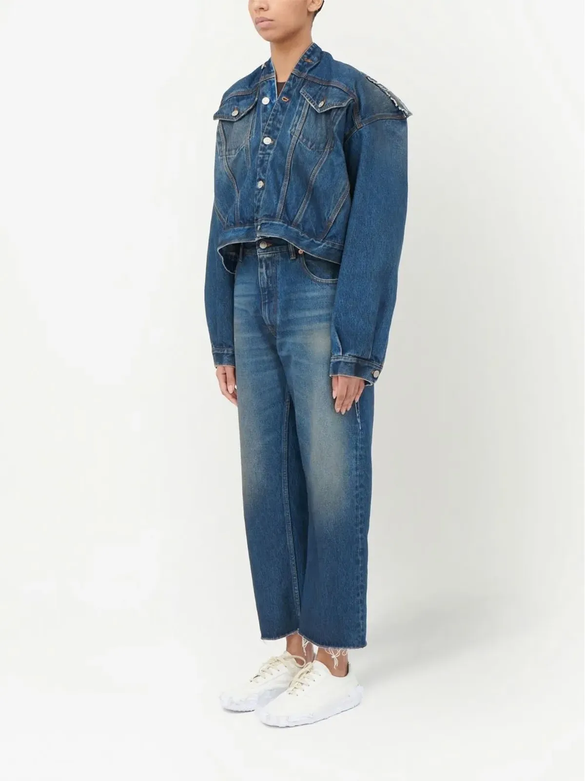 MM6 Maison Margiela ノーカラーデニムジャケット - 画像3