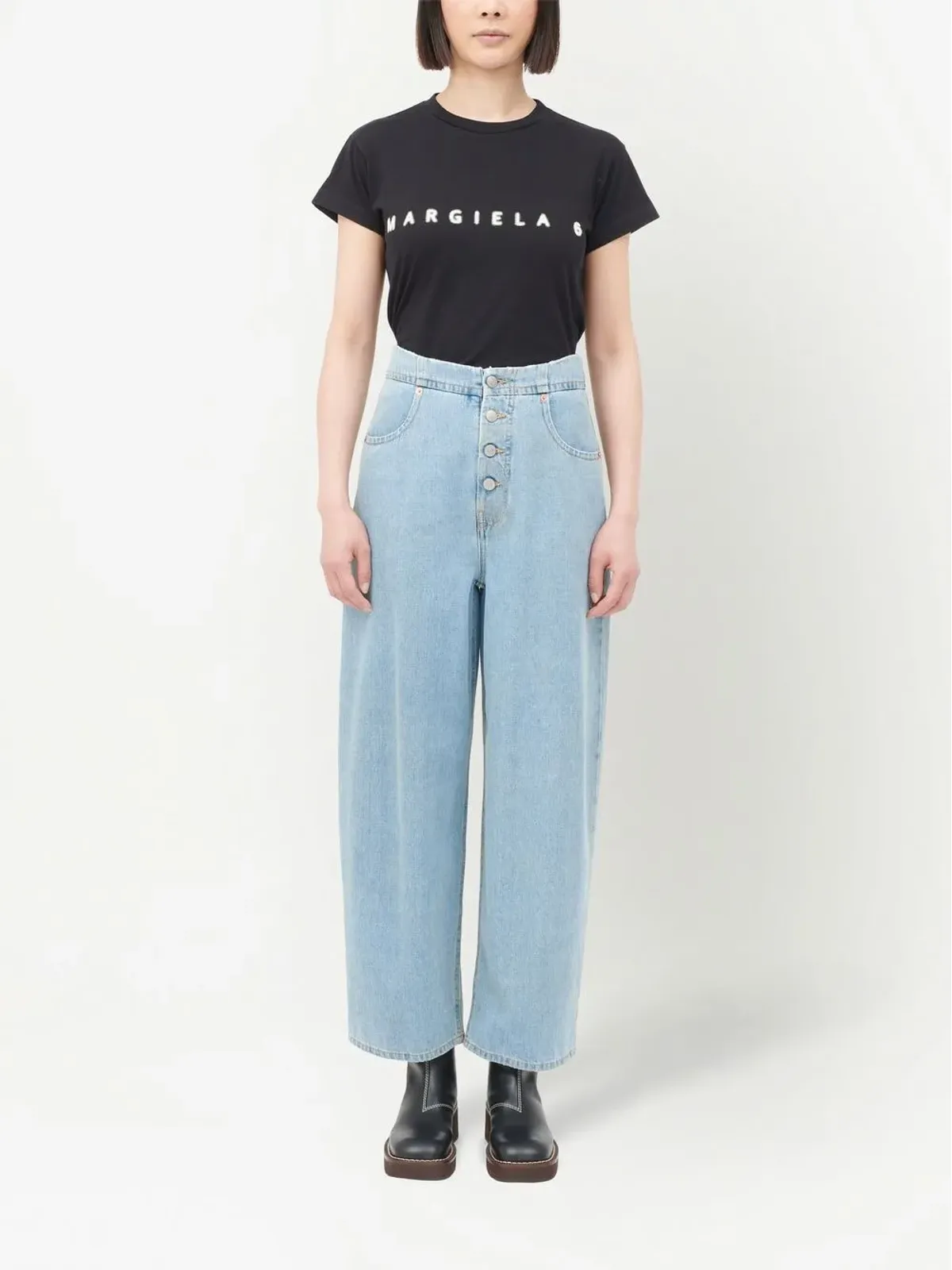 MM6 Maison Margiela ミッドライズ クロップドジーンズ - 画像2