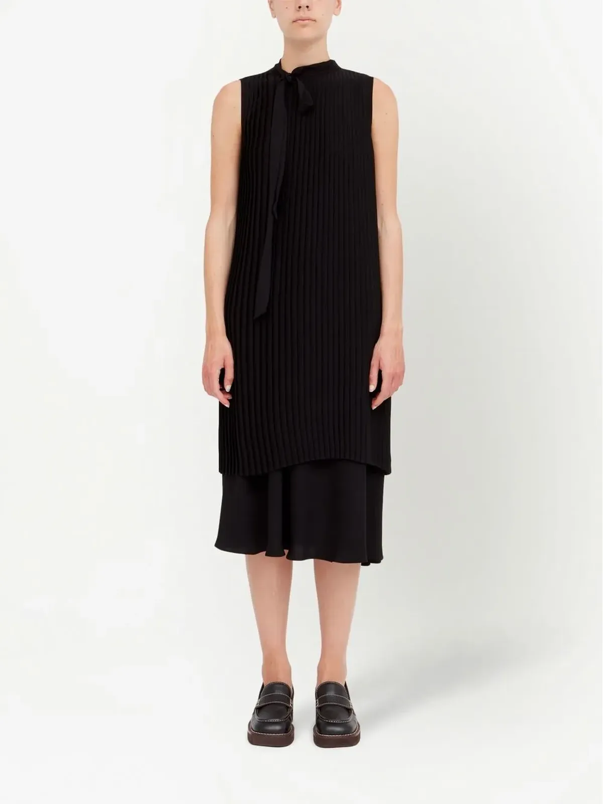 MM6 Maison Margiela レイヤードノースリーブドレス（ブラック） - 画像2