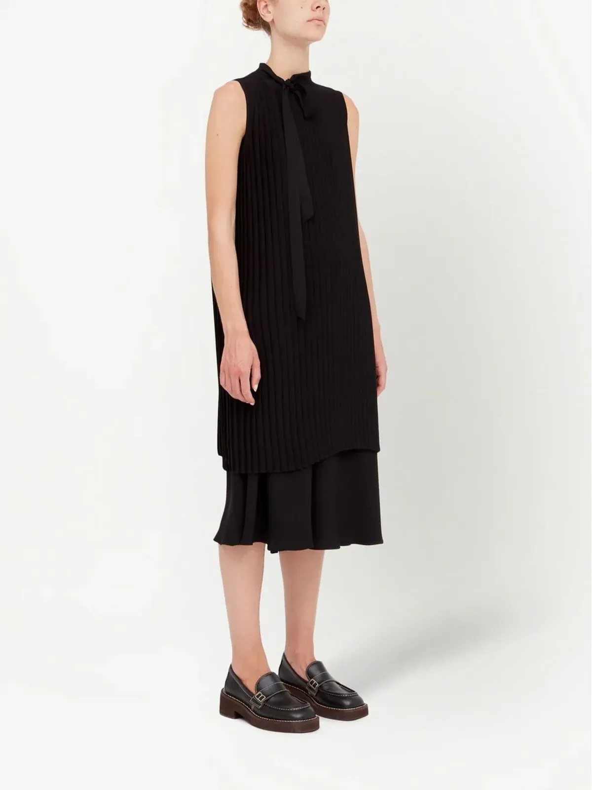 MM6 Maison Margiela レイヤードノースリーブドレス（ブラック） - 画像3
