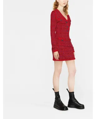 Self-Portrait チェック柄ニットミニドレス - レッド - サムネイル4