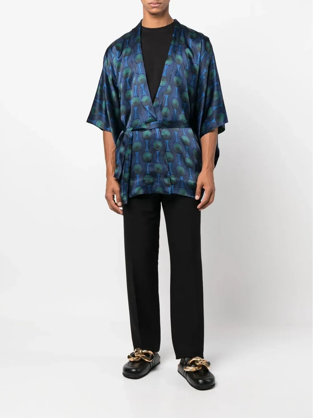 OZWALD BOATENG ショート Geometric柄 タイウエスト ジャケット。 - 画像2