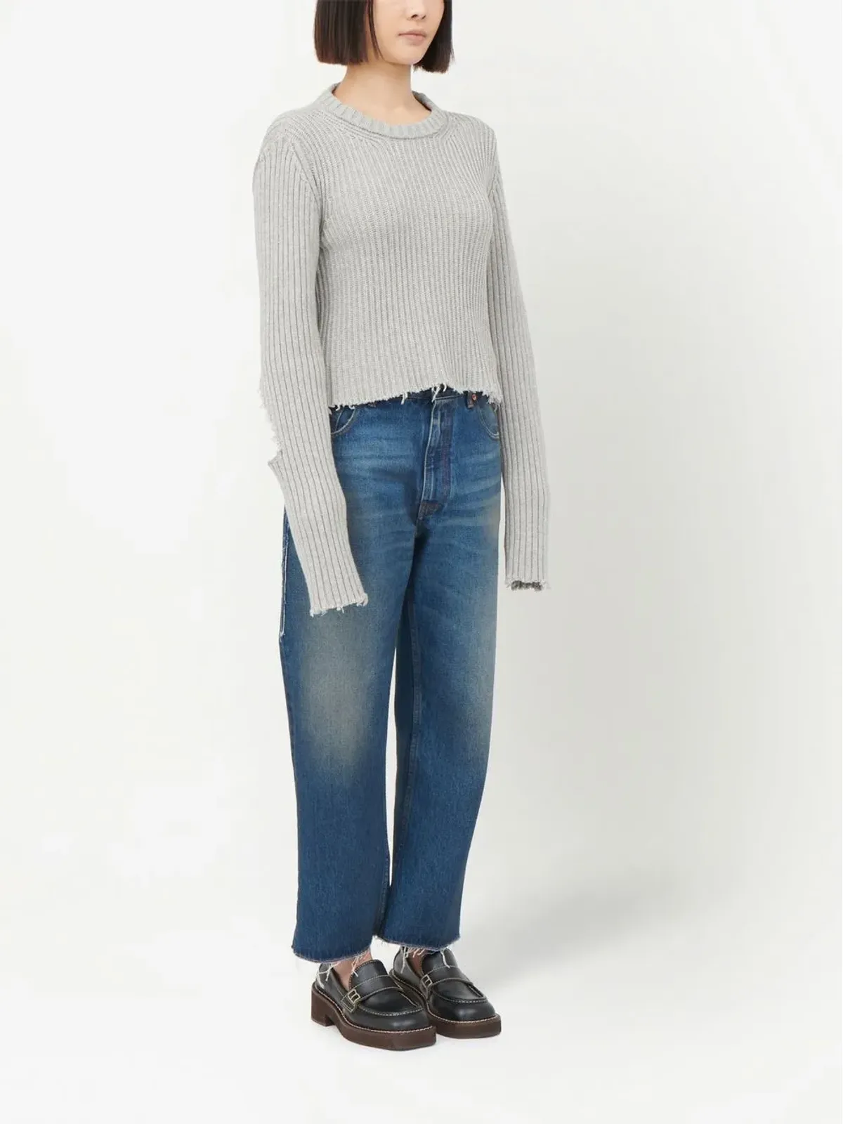 MM6 Maison Margiela カットアウトリブ編みセーター - 画像3