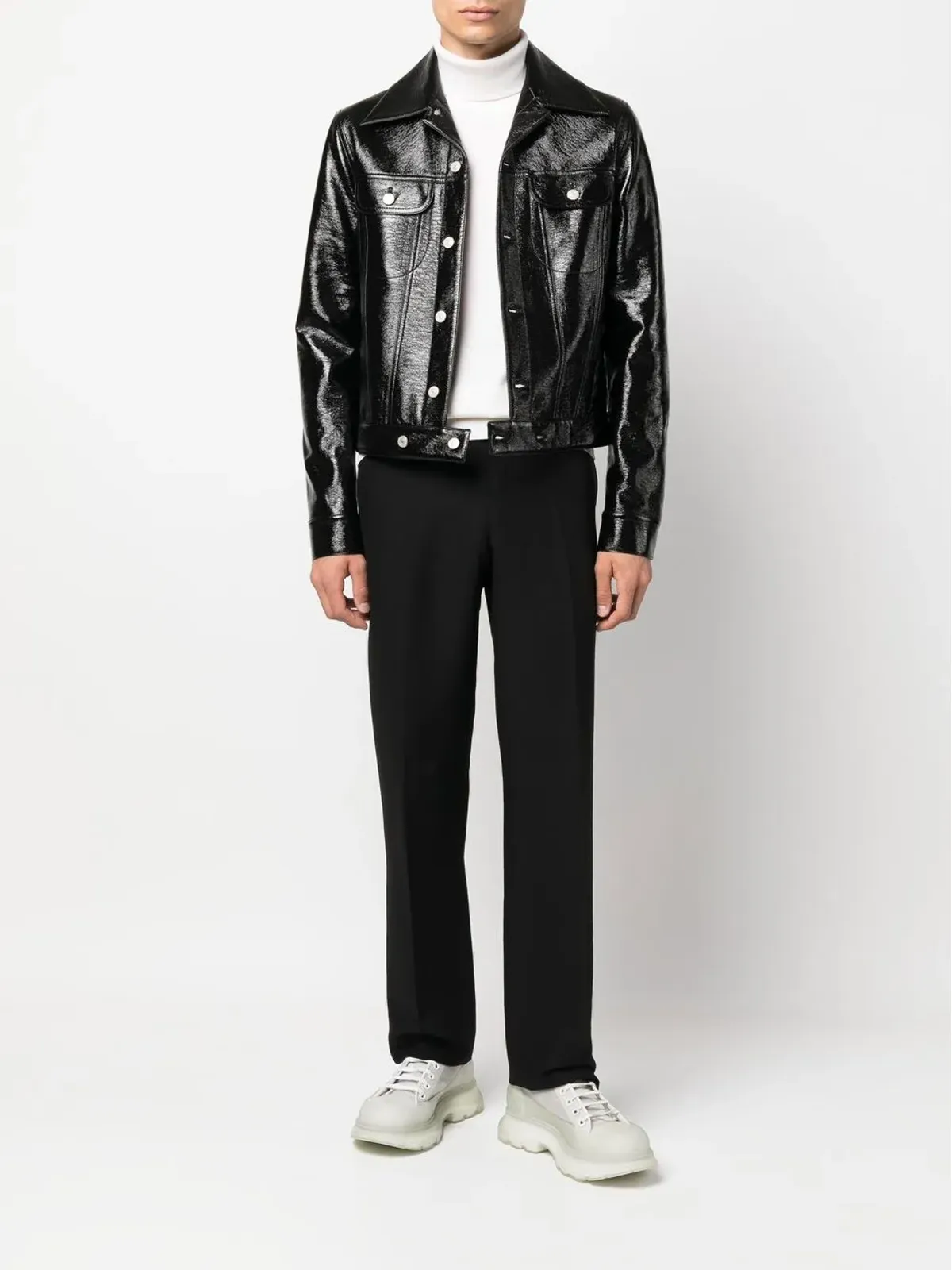 Courrèges フェイクレザー ボタンアップ ジャケット - 画像2