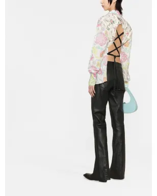 Marine Serre レースバック花柄シャツ - サムネイル4