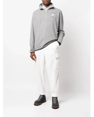 Brunello Cucinelli 刺繍入りロールネック スウェットシャツ（グレー） - サムネイル2