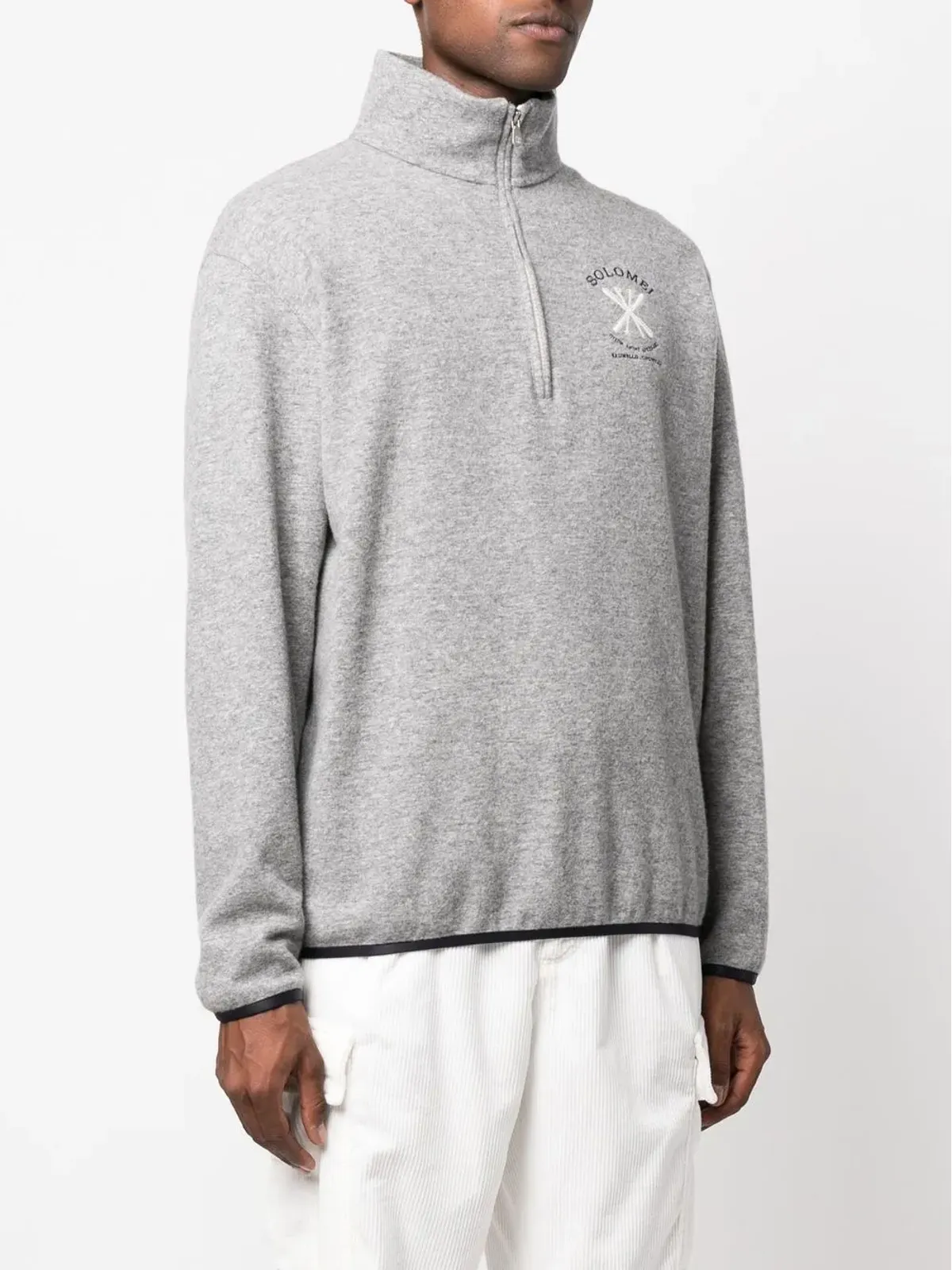 Brunello Cucinelli 刺繍入りロールネック スウェットシャツ（グレー） - 画像3