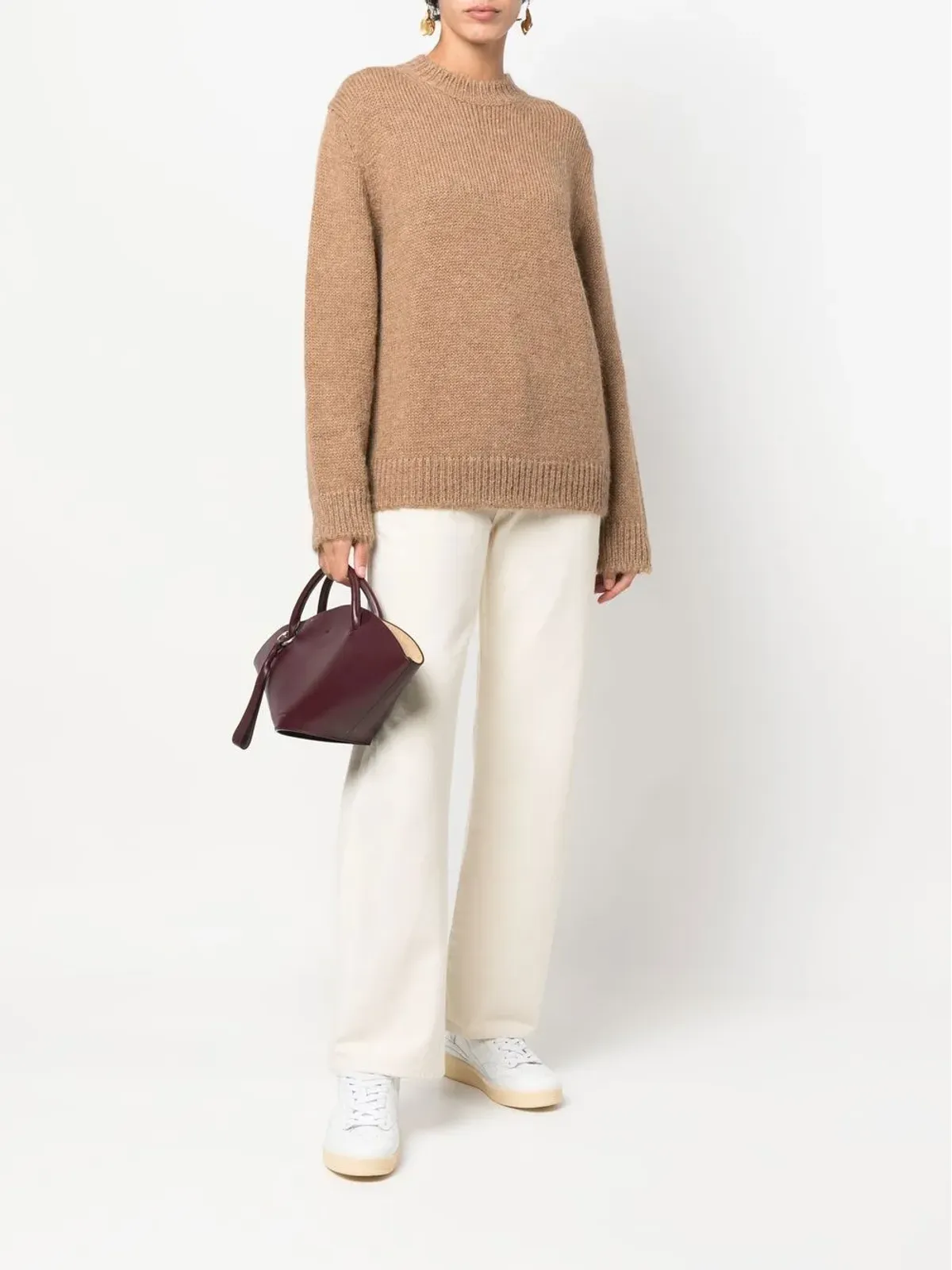 Jil Sander ウール混紡ニットセーター ブラウン - 画像2
