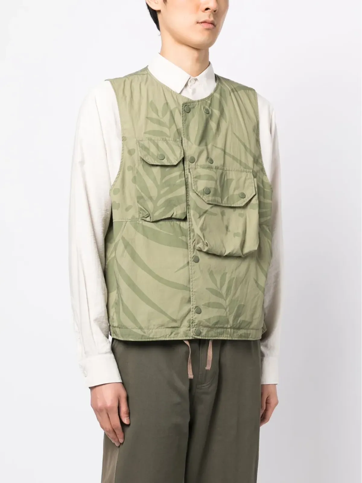 Engineered Garments リーフプリントコットンジレ - 画像3