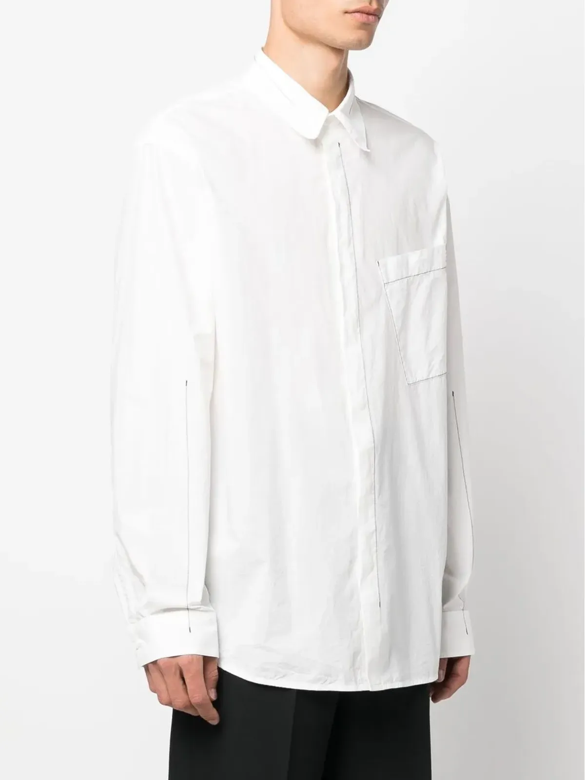 OAMC アシンメトリックポケット長袖シャツ - White - 画像3