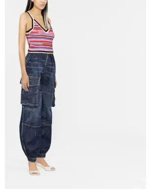 DSQUARED2 ピンクのストライプ クロシェ編みベスト - サムネイル3