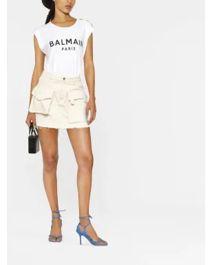 Balmain ボタンディテール ロゴプリント タンクトップ - サムネイル2