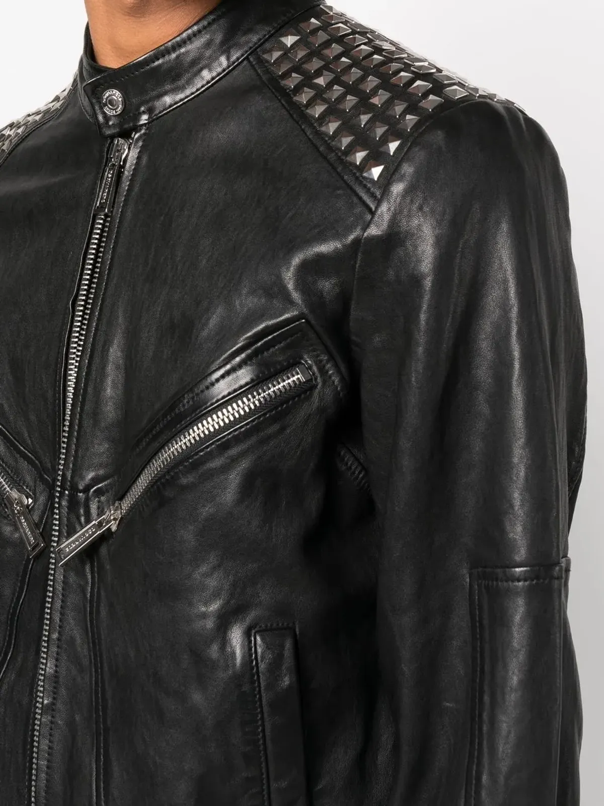 DSQUARED2 スタッド付きレザーバイカージャケット - 画像5