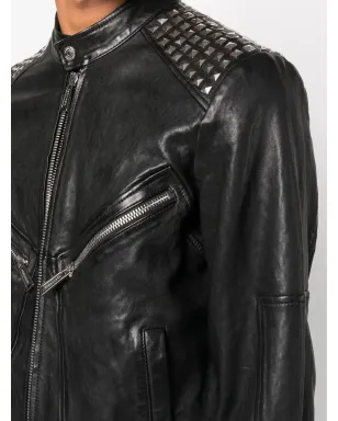 DSQUARED2 スタッド付きレザーバイカージャケット - サムネイル5