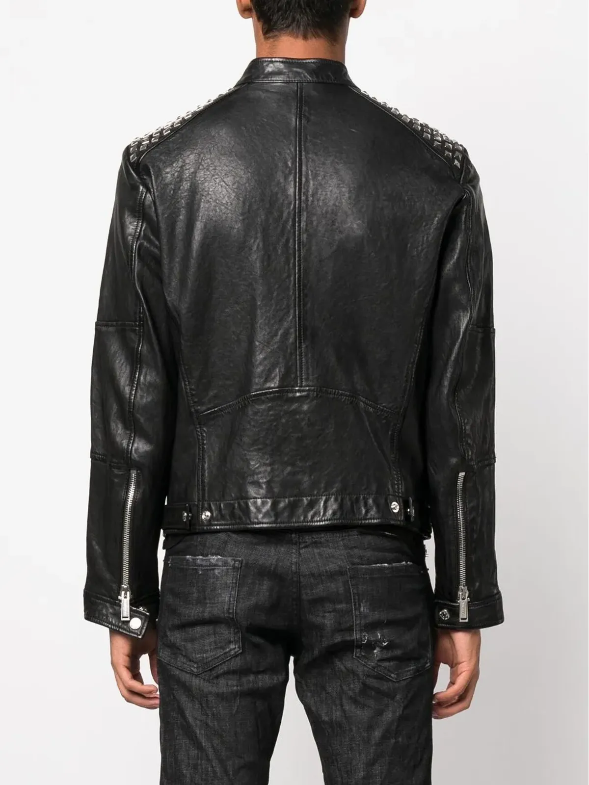 DSQUARED2 スタッド付きレザーバイカージャケット - 画像4