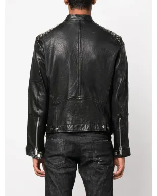 DSQUARED2 スタッド付きレザーバイカージャケット - サムネイル4