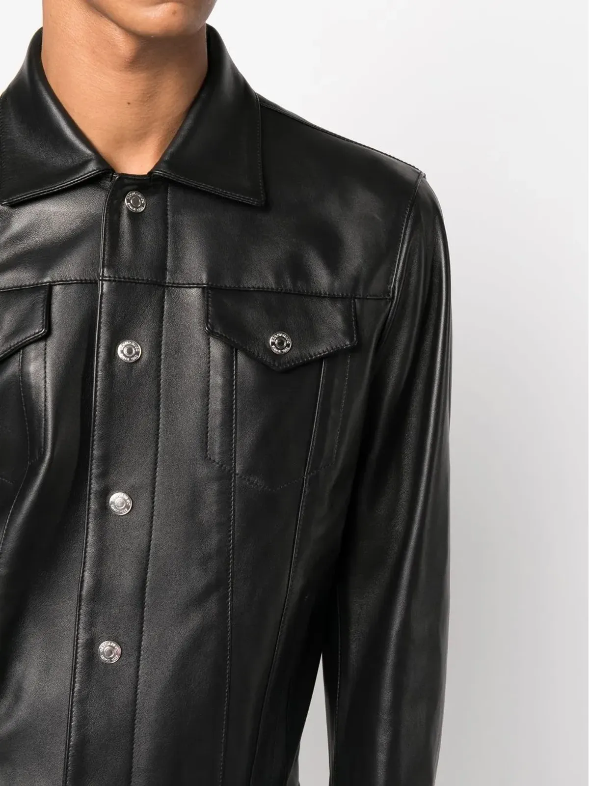 DSQUARED2 ボタンアップ レザーシャツ - 画像5