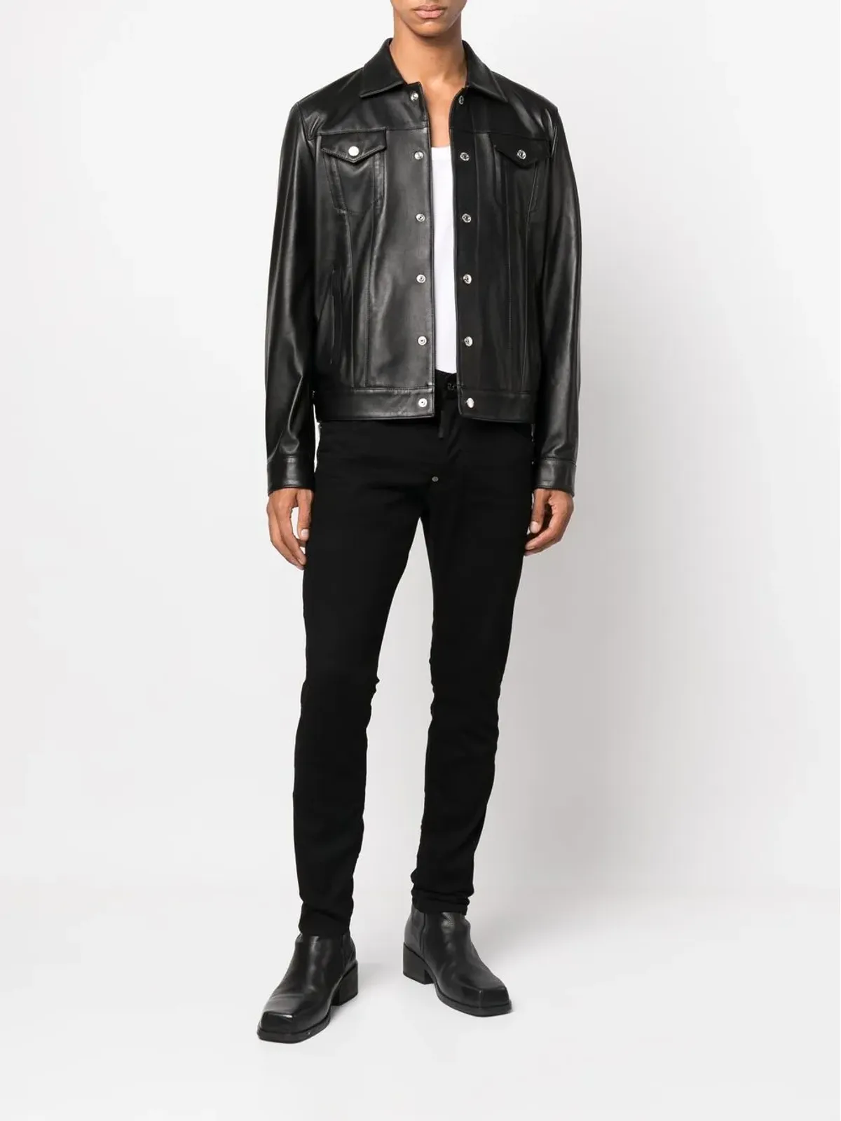 DSQUARED2 ボタンアップ レザーシャツ - 画像2