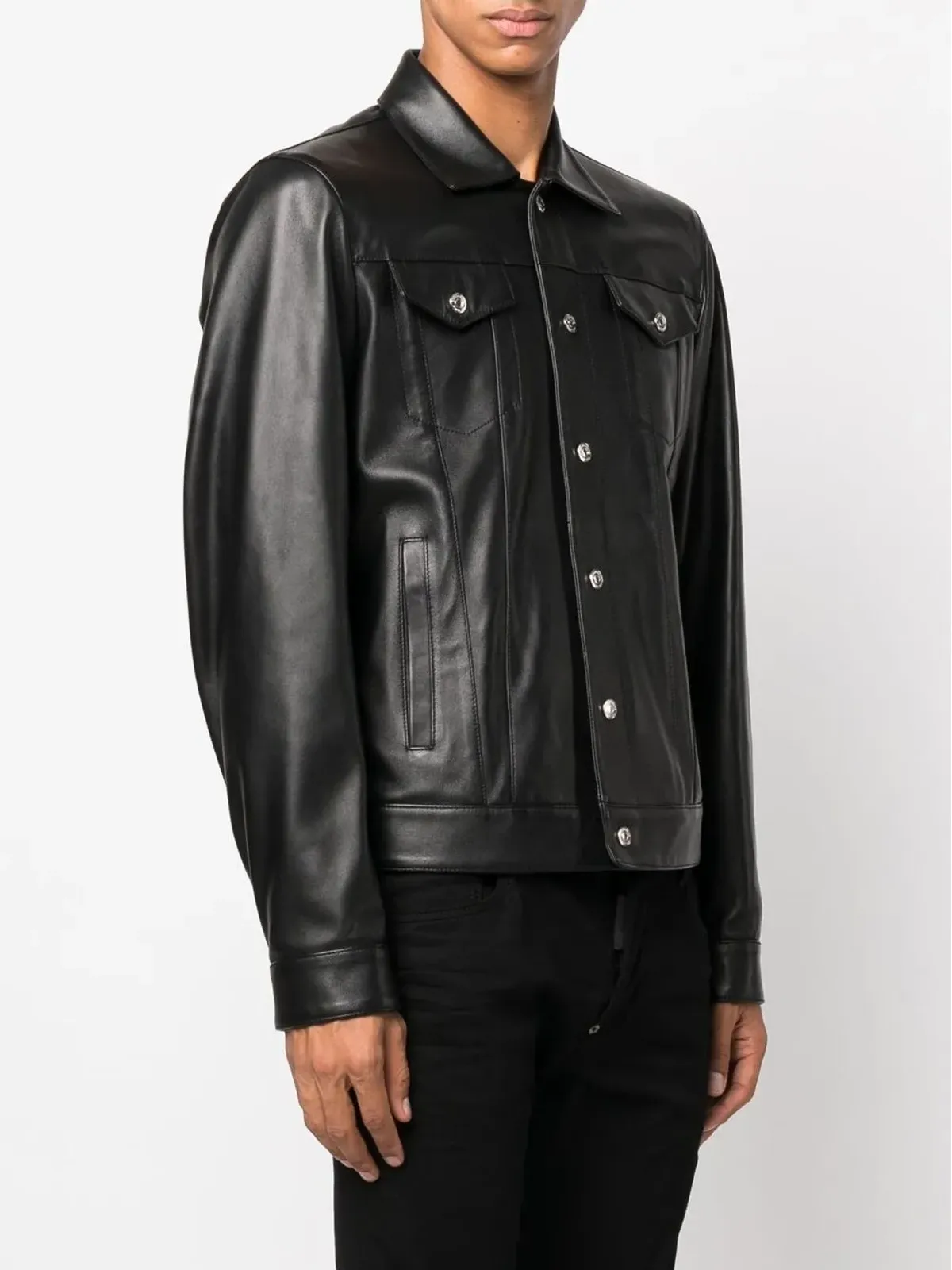 DSQUARED2 ボタンアップ レザーシャツ - 画像3