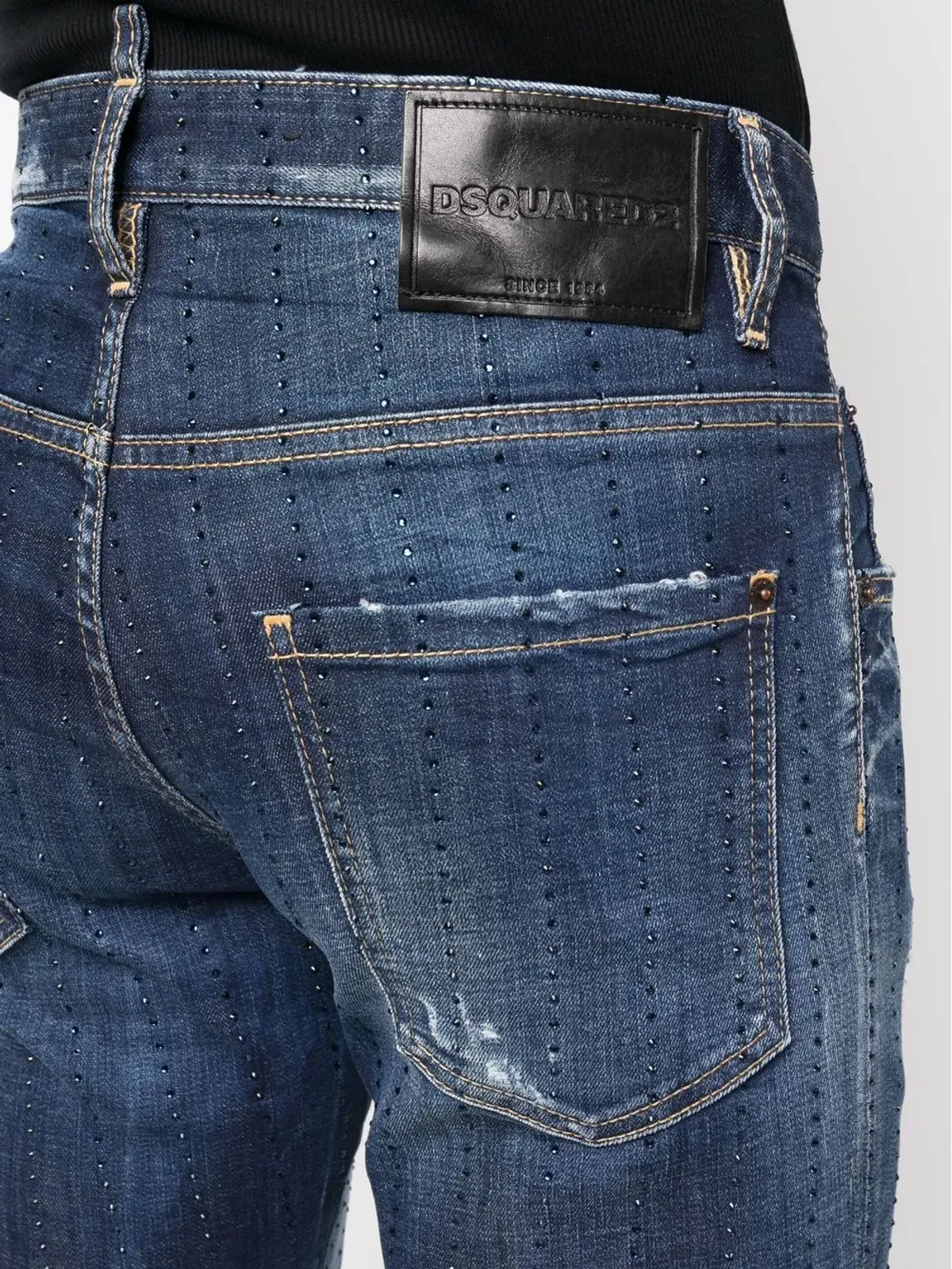 DSQUARED2 宝石飾り付きダメージジーンズ ブルー - 画像5