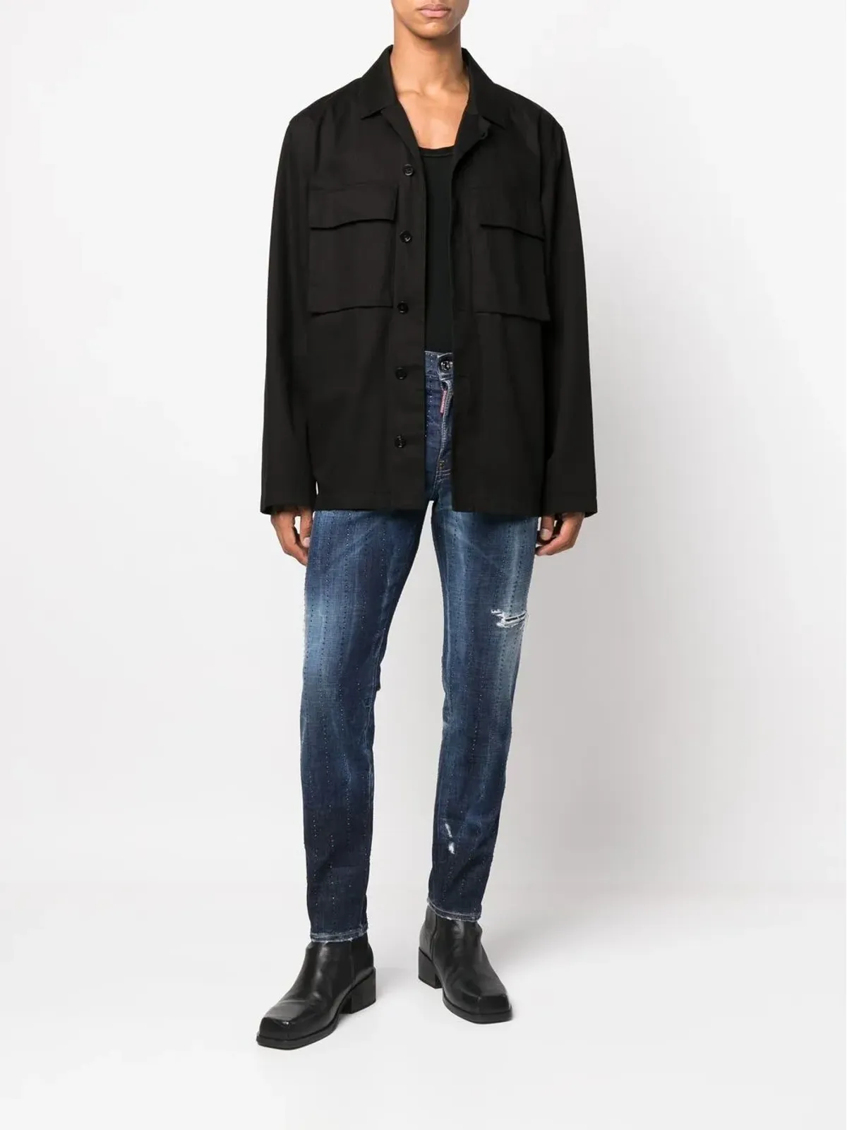 DSQUARED2 宝石飾り付きダメージジーンズ ブルー - 画像2