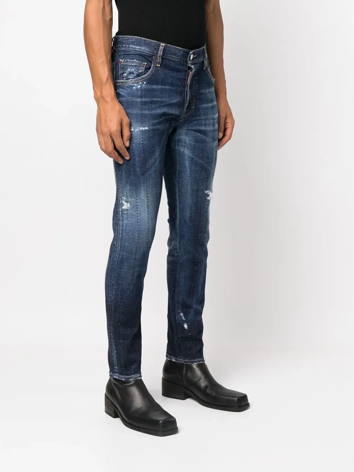 DSQUARED2 宝石飾り付きダメージジーンズ ブルー - 画像3