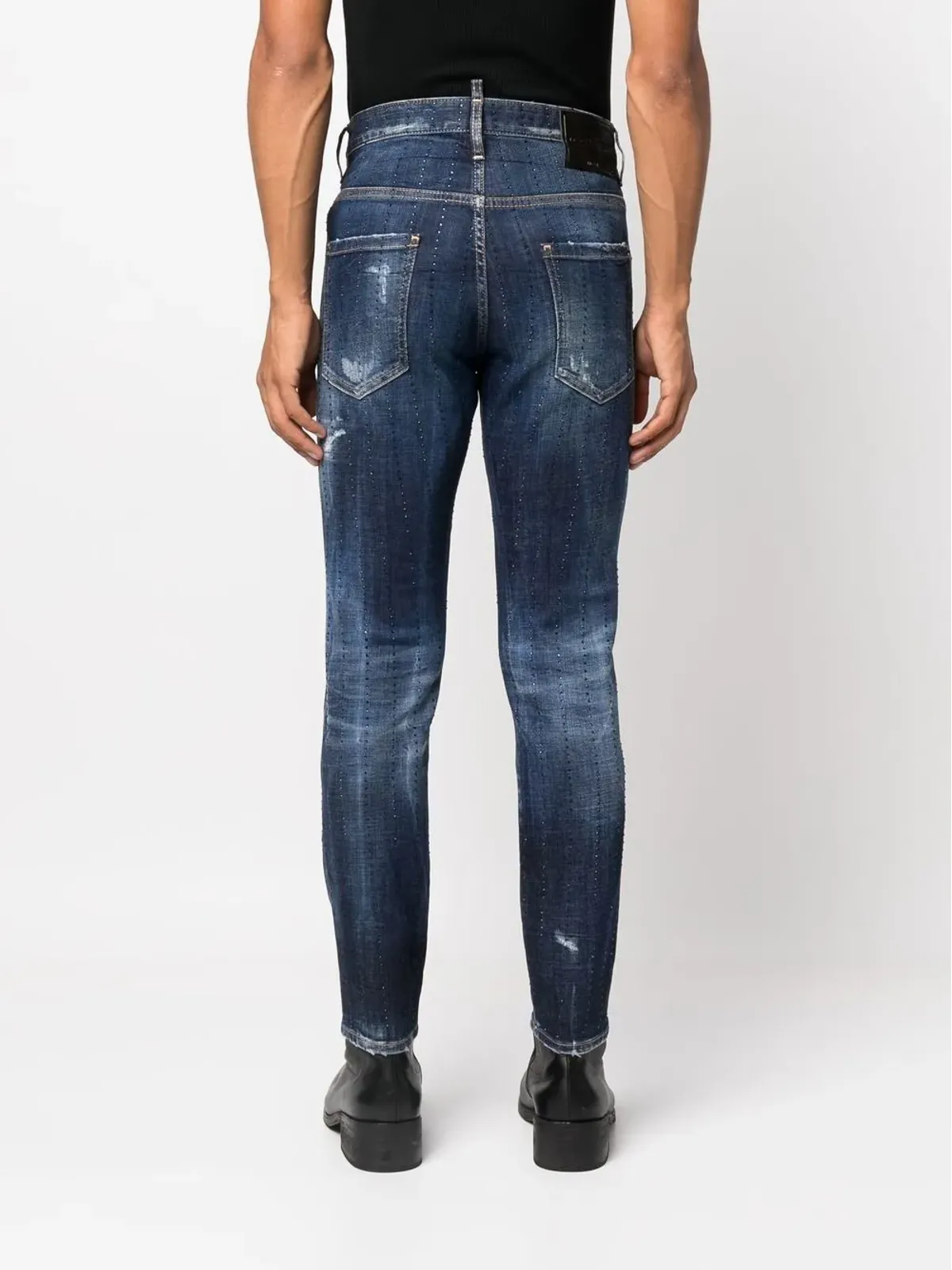 DSQUARED2 宝石飾り付きダメージジーンズ ブルー - 画像4