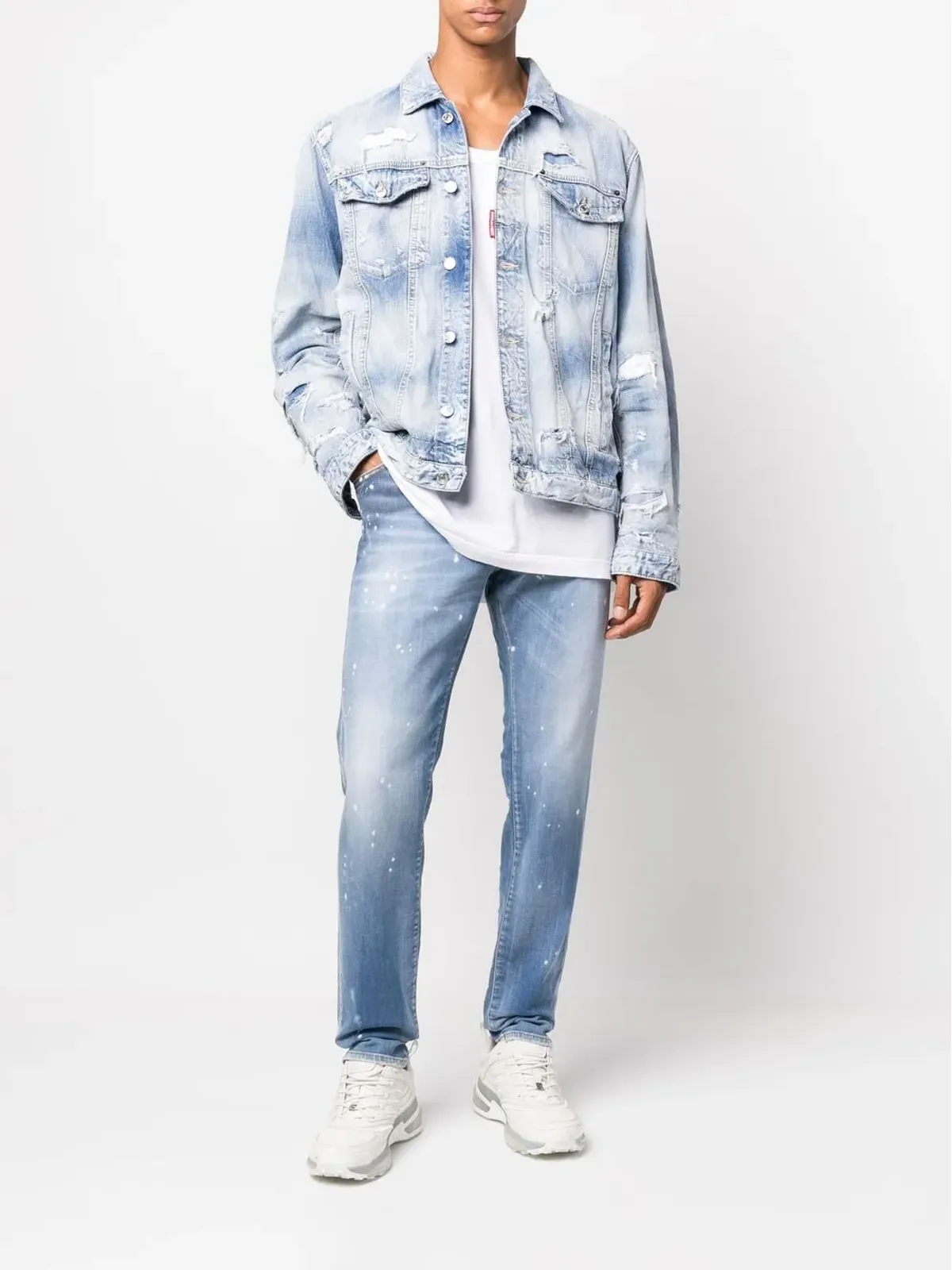 DSQUARED2 ペイントスプラター柄デニムジーンズ ブルー - 画像2