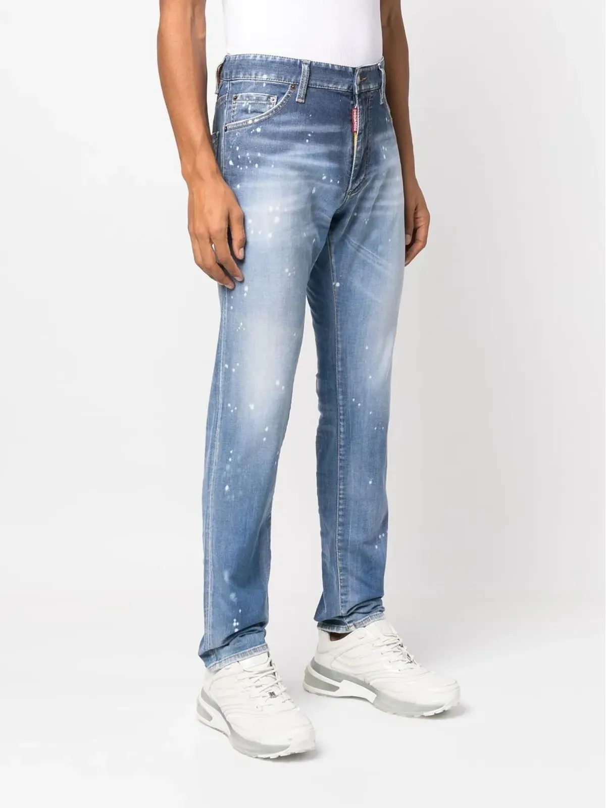DSQUARED2 ペイントスプラター柄デニムジーンズ ブルー - 画像3