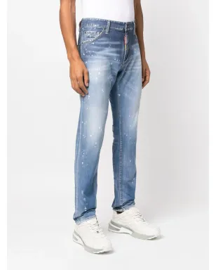 DSQUARED2 ペイントスプラター柄デニムジーンズ ブルー - サムネイル3