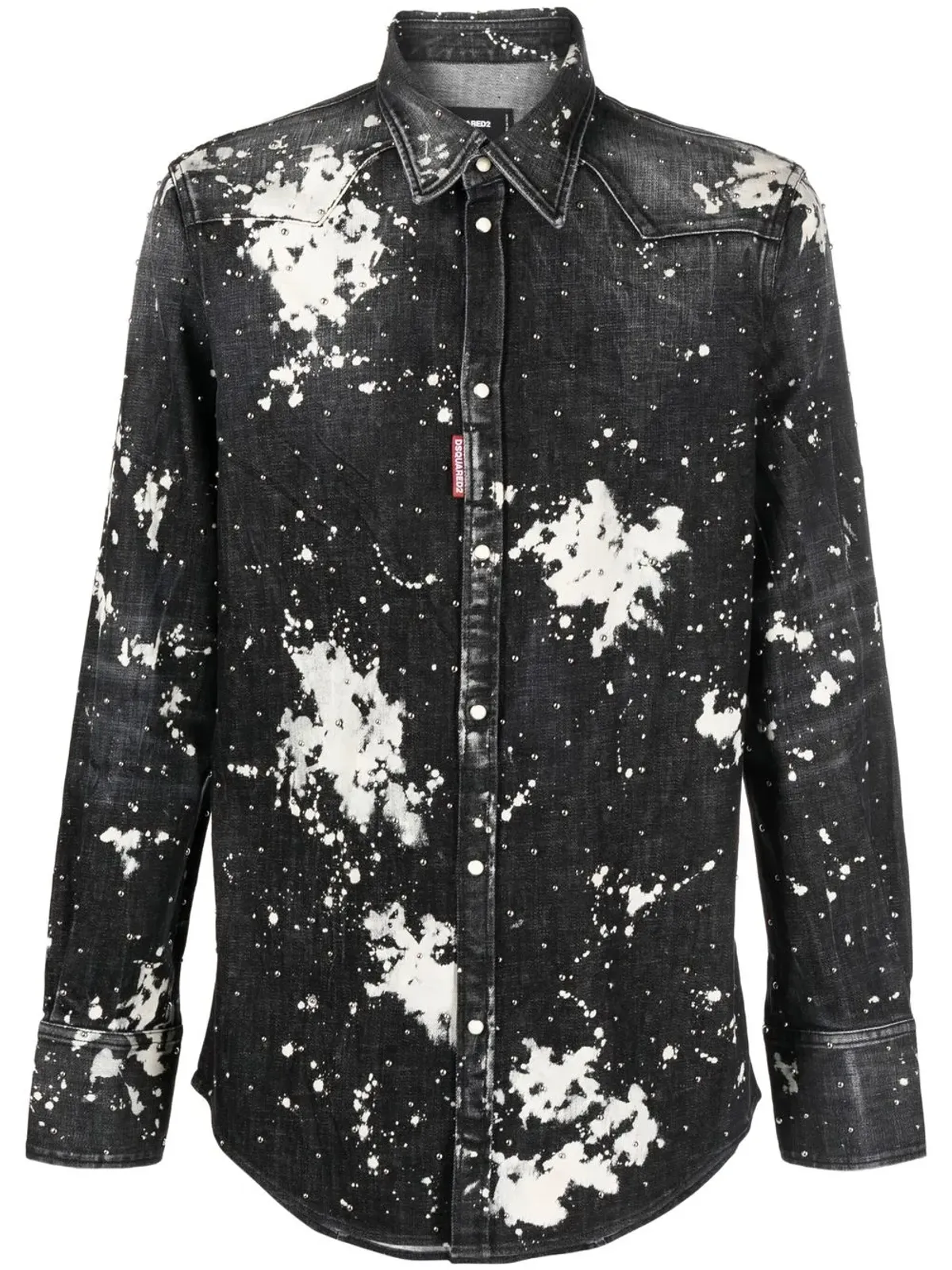DSQUARED2 スタッズ付きブリーチ風デニムシャツ - 画像1