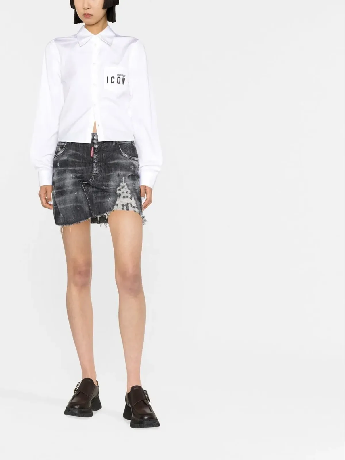 DSQUARED2 アイコンプリント クロップド コットンシャツ - 画像2