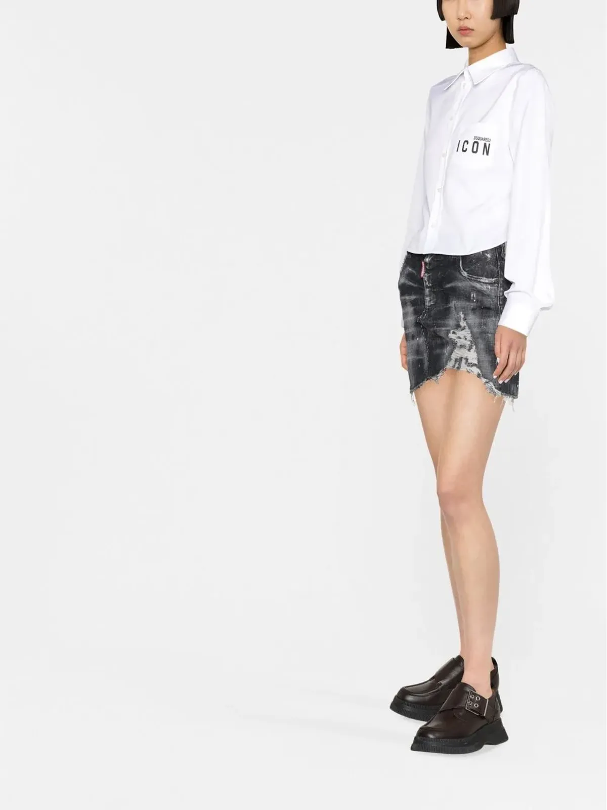 DSQUARED2 アイコンプリント クロップド コットンシャツ - 画像3