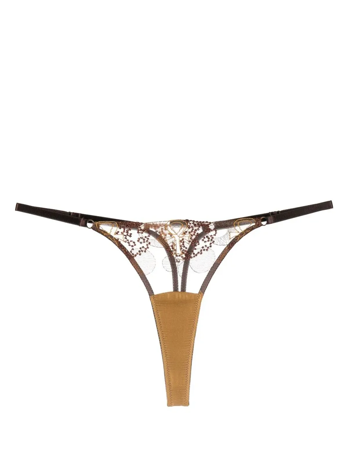 IHUOMA Divine Feminine embroidery thong - Brown - 画像1
