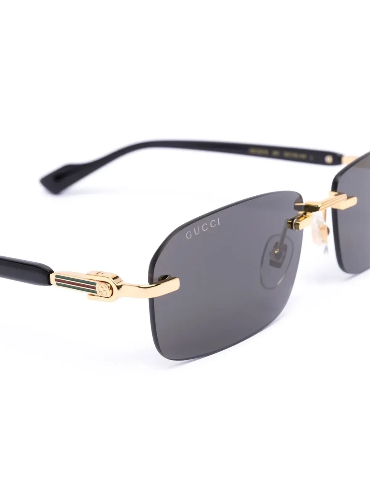 Gucci Eyewear リムレス長方形フレーム サングラス - ブラック - 画像3