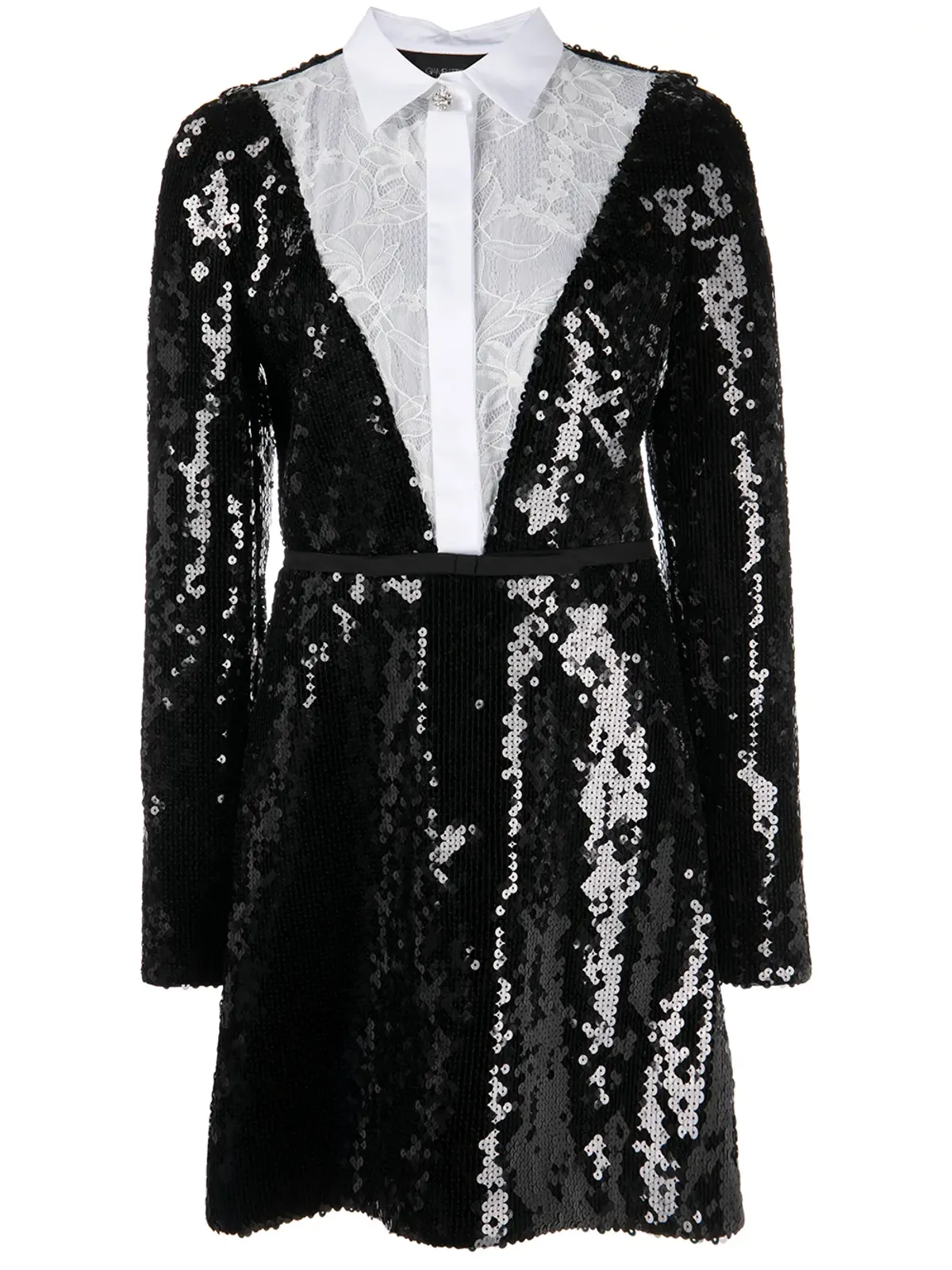 Giambattista Valli 花柄レースのシャツ風スパンコールドレス - 画像1