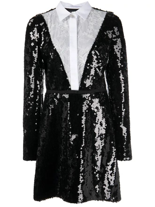 Giambattista Valli Giambattista Valli 花柄レースのシャツ風スパンコールドレスの商品画像