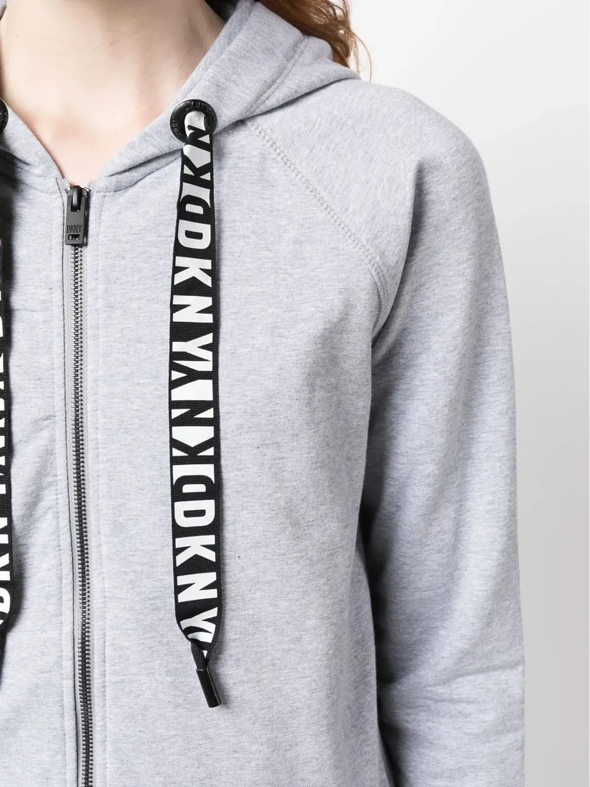 DKNY ロゴ入りドローストリングジップアップフーディ - グレー - 画像5