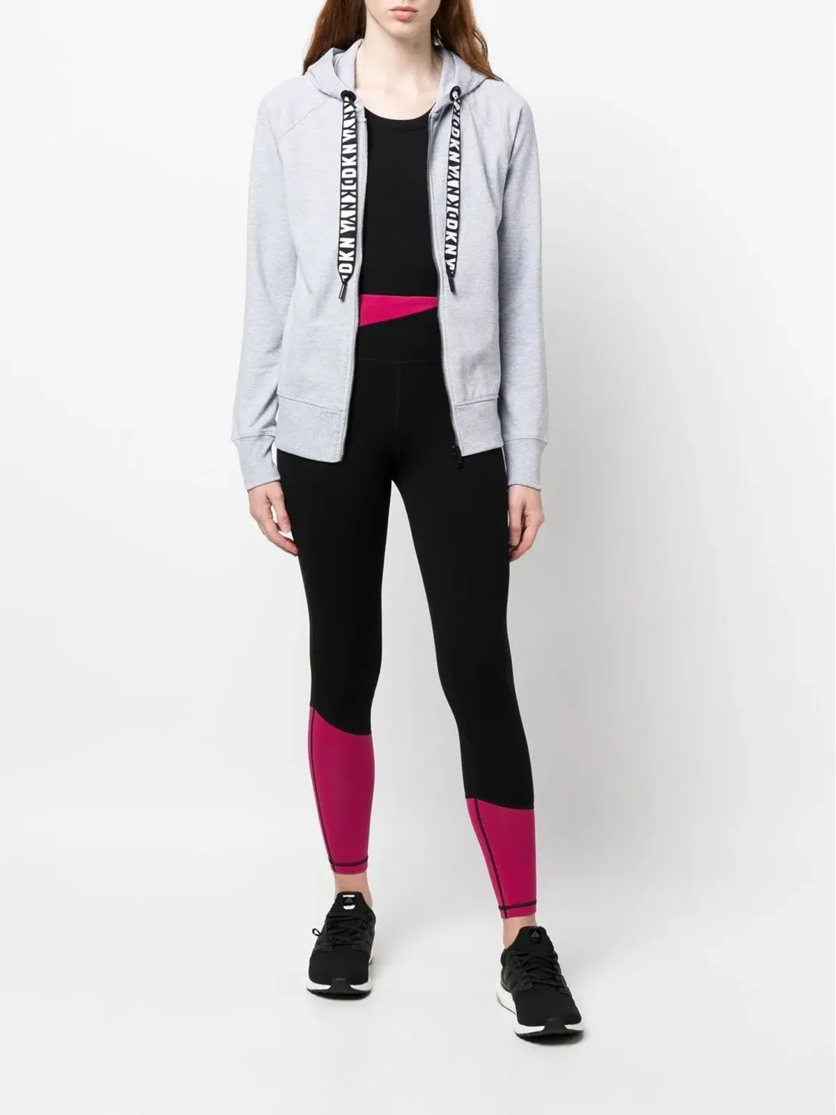 DKNY ロゴ入りドローストリングジップアップフーディ - グレー - 画像2