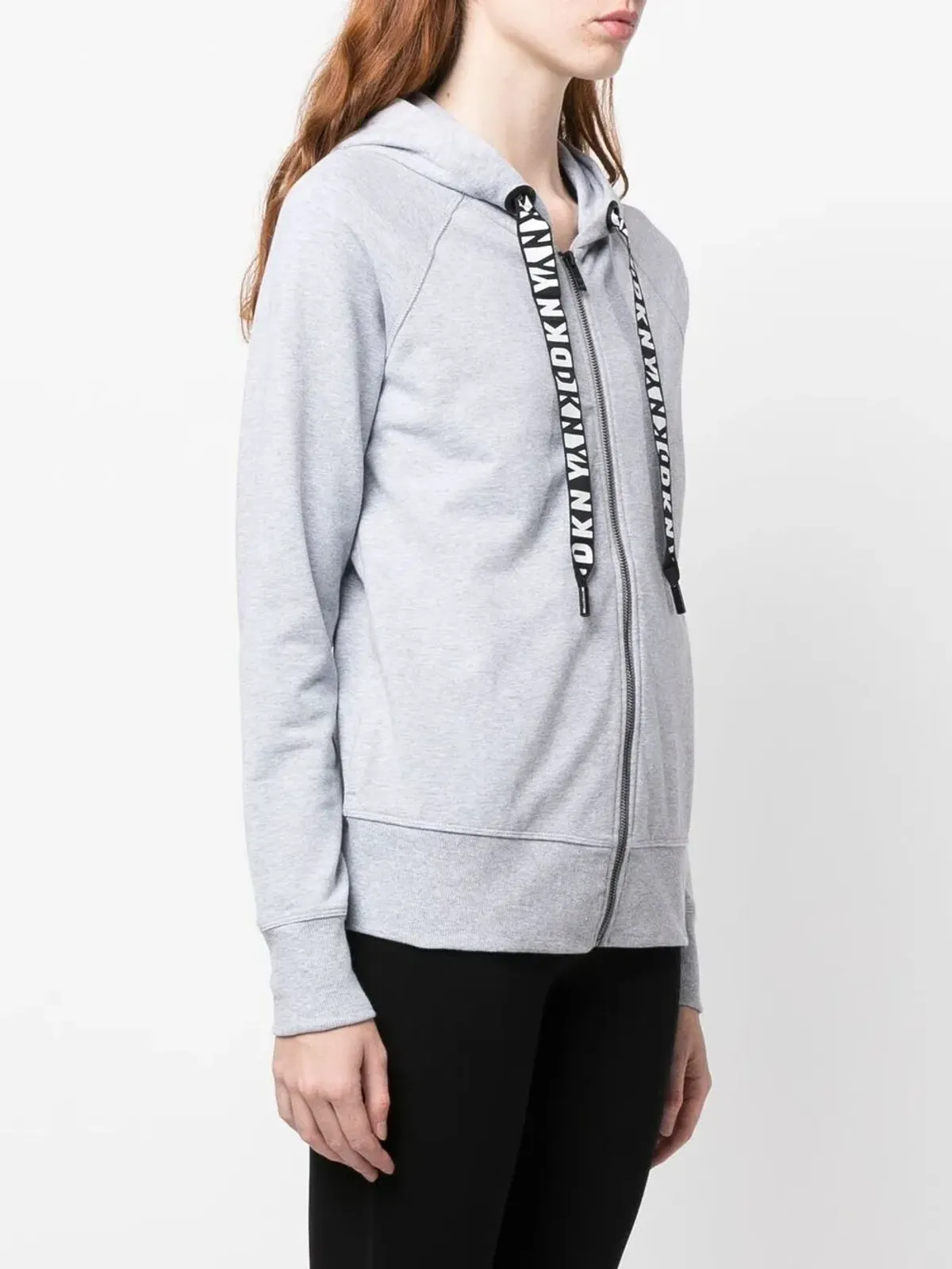DKNY ロゴ入りドローストリングジップアップフーディ - グレー - 画像3