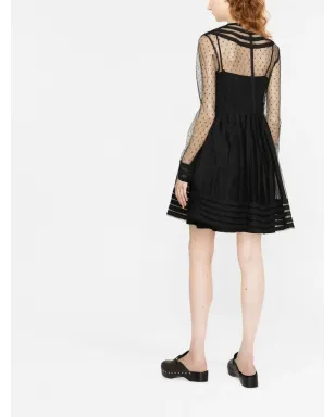 RED Valentino ポイント・ド・エスプリ チュール フレアドレス - サムネイル3