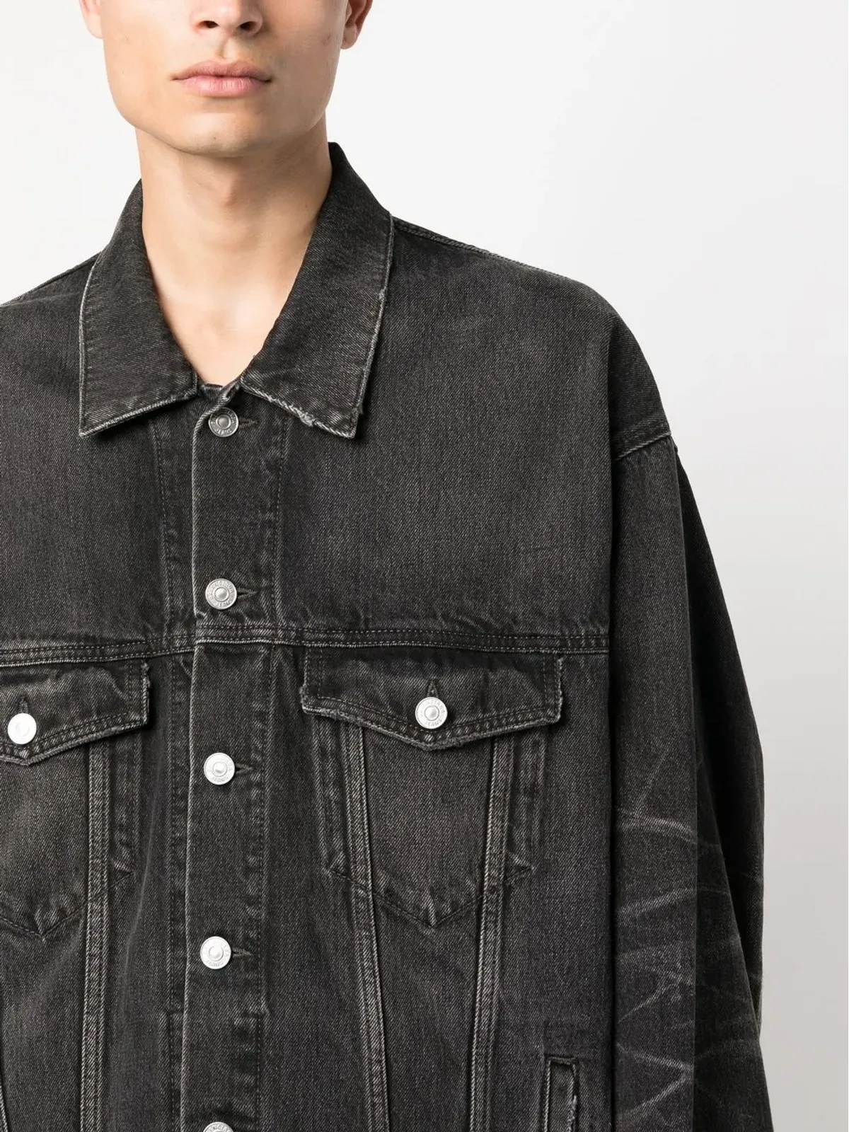 Balenciaga ロゴプリント デニムジャケット - グレー - 画像5