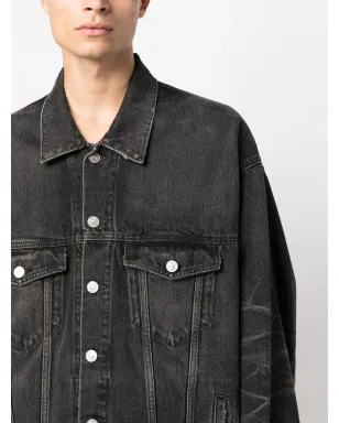Balenciaga ロゴプリント デニムジャケット - グレー - サムネイル5